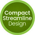 green circle with compact streamline design written inside