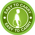 green circle with a person carring a circulator to show that it is easy to carry