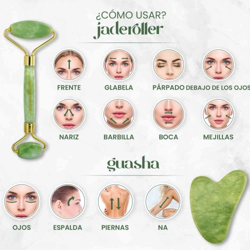 orgánico río intercambiar Eco Masmaters Rodillo Facial de Jade con Gua Sha Y Serum | ShytoBuy