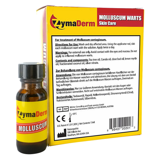 ZymaDerm Moluscos -Reduce y Elimina los Síntomas de los Moluscos Contagiosos - Contraportada/Etiqueta de Zymaderm Moluscos