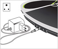 back of circulator with wall socket and plug to show charger